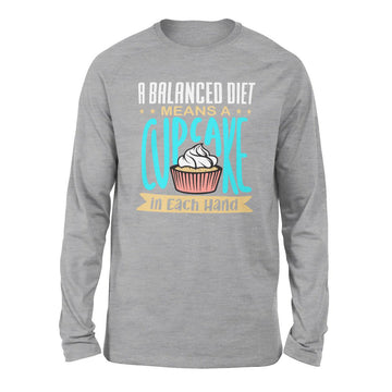 A Balanced Diet Means, A Cake In Each Hand Men/Unisex Drop Shoulder Sweatshirt in Athletic Heather color